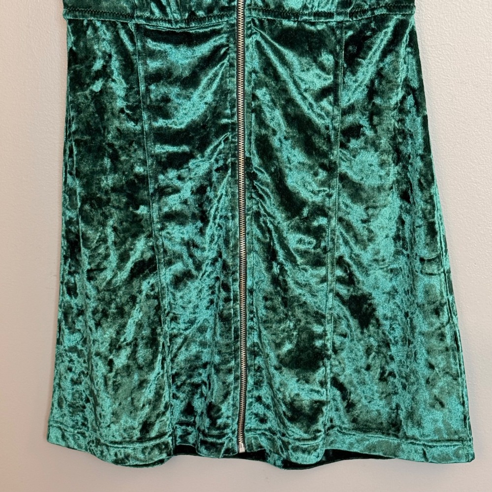 Urban Outfitters Green Crushed Velvet Corset Mini Dress Zipper Front‎ Y2K Size S - Picture 10 of 14